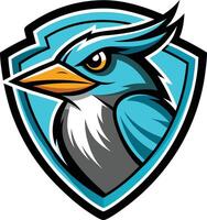 A blue bird with a long beak and a white beak vector