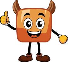 A cartoon character of a devil with horns and a thumbs up vector
