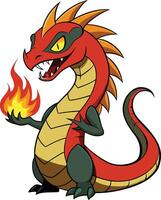 Cartoon dragon with fire in its mouth vector