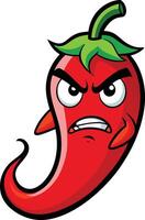 Angry red chili pepper vector