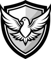 A white dove flying over a shield vector