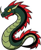 A cartoon snake with red and green eyes vector