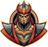 samurai character with a helmet and armor vector