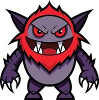 A cartoon monster with red and black fur vector