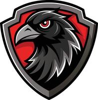 A black and red eagle head on a shield vector
