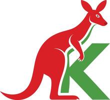 The kangaroo logo is red and green vector