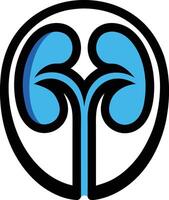 A blue kidney in a circle with a black outline vector