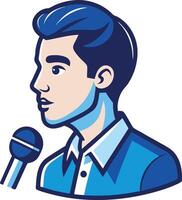 A man with a microphone in his hand vector