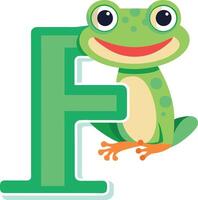 A frog sitting on the letter f with a smile vector