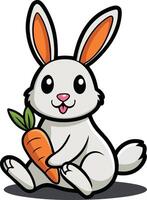 Cartoon rabbit holding carrot vector