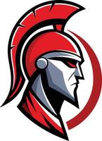 The spartan warrior is wearing a helmet and has a red and white helmet vector