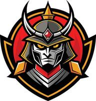 A samurai warrior with horns on his head vector