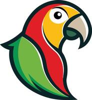 A parrot head with a red, green and yellow color scheme vector