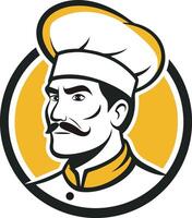 A chef with a mustache and hat vector