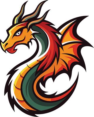 A dragon mascot with a long tail