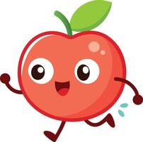 An apple running with a smile on its face vector