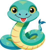 A cartoon snake with a smile on its face vector