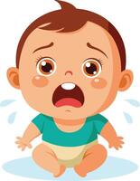 A baby crying and crying on the floor vector