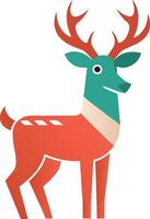 A deer with a red and green coat vector