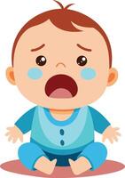 A baby crying with a sad face vector