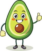 An avocado character with thumbs up and a smile vector