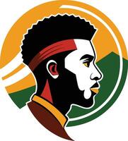 A man with a headband and a green and yellow background vector
