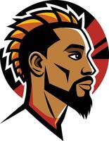 A man with a mohawk and beard in a round circle vector