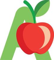 A apple with a letter a and a green leaf vector