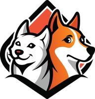 Two dogs are in a diamond shape vector