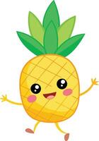 A cartoon pineapple character with eyes and arms vector