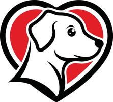 A dog head in a heart shape vector