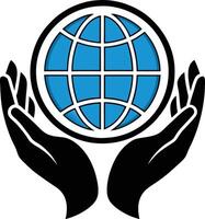 Hands holding a globe vector