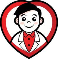 A cartoon man in a red heart shape vector
