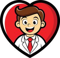 A cartoon man in a suit and tie holding a heart vector