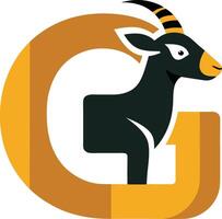 The logo for a goat with a yellow and black background vector