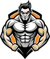 A muscular man with a shield vector