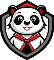 A cartoon panda bear wearing a red and black scarf vector