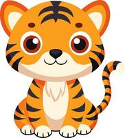 A cartoon tiger sitting down and smiling vector