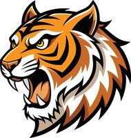 A tiger head with its mouth open vector