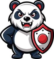 A cartoon panda bear holding a shield vector