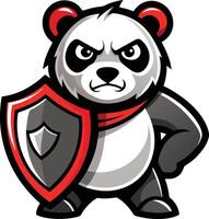 A cartoon panda bear with a shield vector