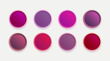 A set of six round buttons with different colors vector