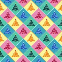 Christmas Tree in Multi color argyle pattern vector