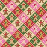 My Gingerbread in argyle style on colorful Seamless Pattern vector