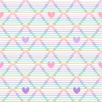 Seamless pattern of heart in multi colors and line vector