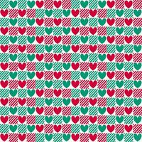 Heart in red and green color with stripped line on seamless pattern vector