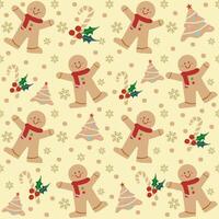 My gingerbread snowflake christmas tree ornament dot seamless pattern vector