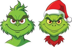 Grinch with Festive and Ferocious Expressions vector