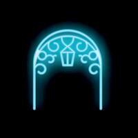 Neon archway with hanging lantern and floral design vector