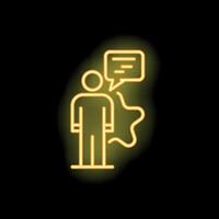 Neon style icon of person talking and spreading the word vector